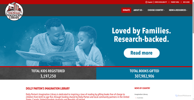 Security scan screenshot of https://imaginationlibrary.com