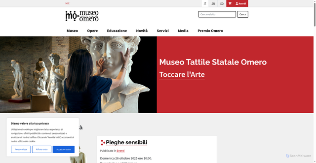 Security scan screenshot of https://www.museoomero.it/