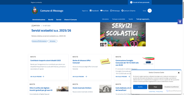 Security scan screenshot of https://comune.mezzago.mb.it/