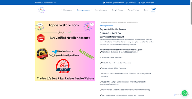 Security scan screenshot of https://topbankstore.com/product/buy-verified-neteller-account/