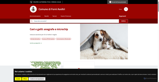 Security scan screenshot of https://www.comune.forni-avoltri.ud.it/