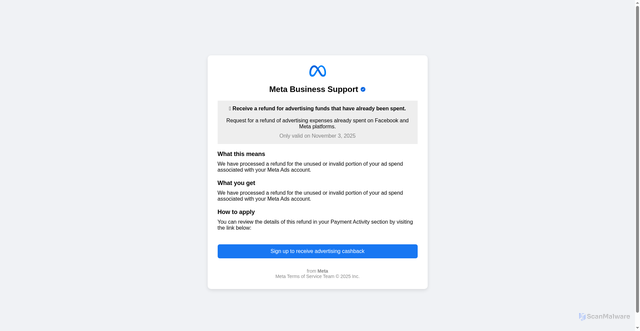 Security scan screenshot of https://meta-ads-refund.surge.sh/admin