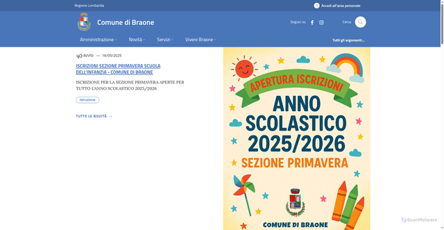 Security scan screenshot of https://www.comune.braone.bs.it/