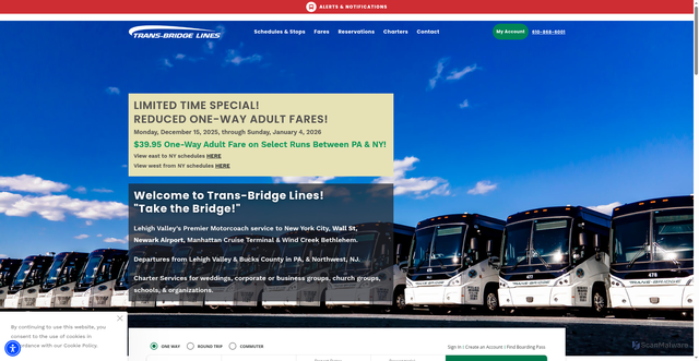 Security scan screenshot of https://transbridgelines.com/