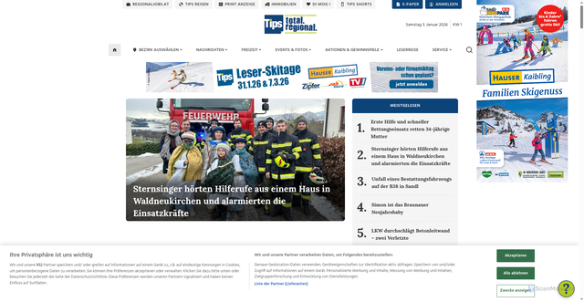 Security scan screenshot of https://tips.at