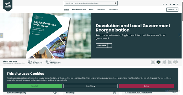 Security scan screenshot of https://tewkesbury.gov.uk/