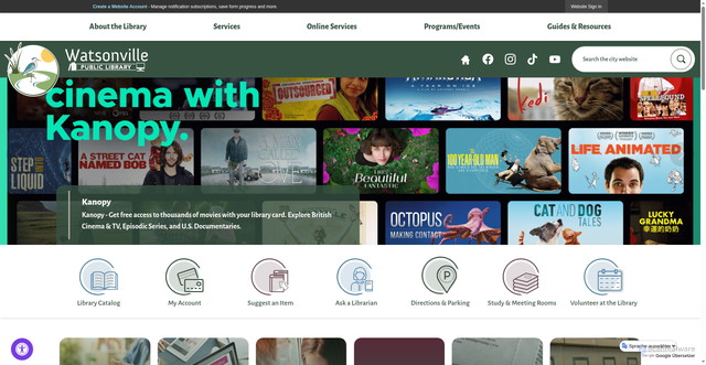 Security scan screenshot of https://watsonville.gov/2327/Library