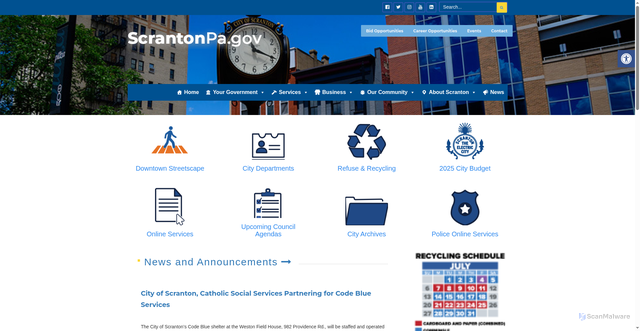 Security scan screenshot of https://scrantonpa.gov/