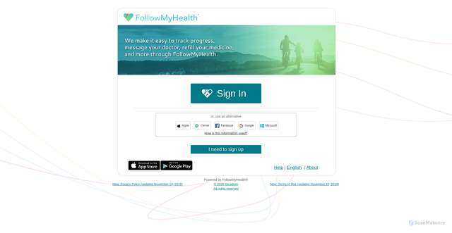 Security scan screenshot of https://fmhmobile.followmyhealth.com