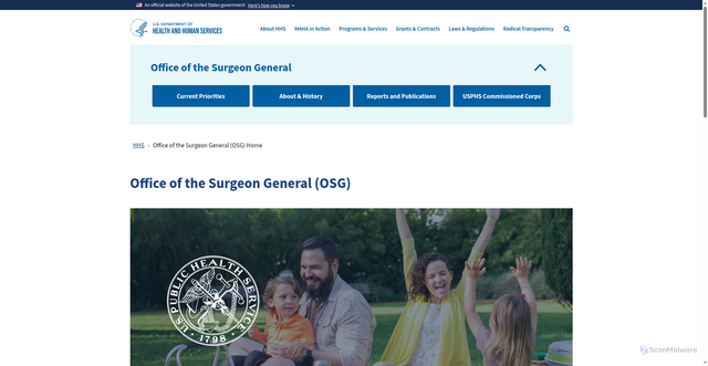 Security scan screenshot of https://www.hhs.gov/surgeongeneral/index.html