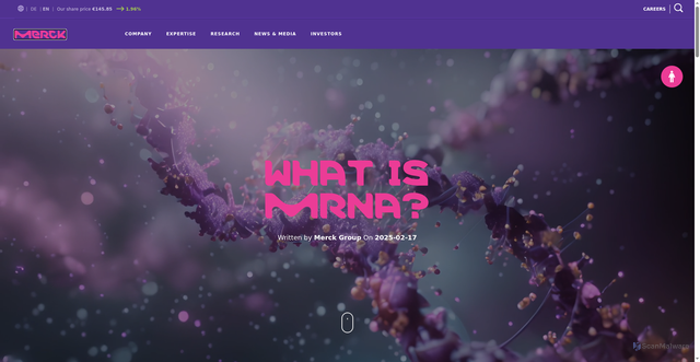 Security scan screenshot of https://www.merckgroup.com/en/stories/what-is-mrna.html