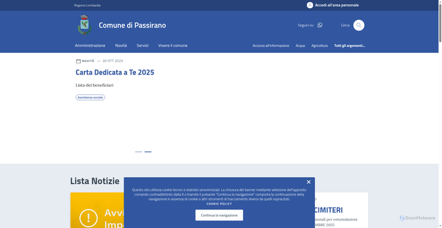 Security scan screenshot of https://comune.passirano.bs.it/