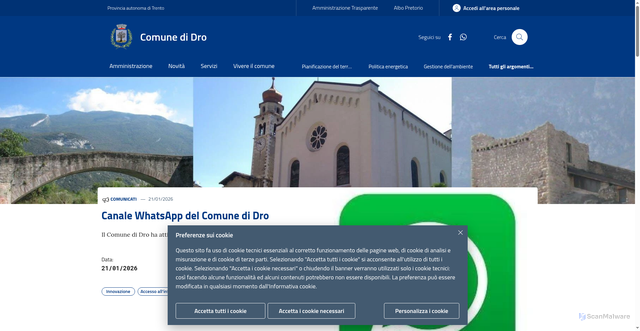 Security scan screenshot of https://www.comunedro.it