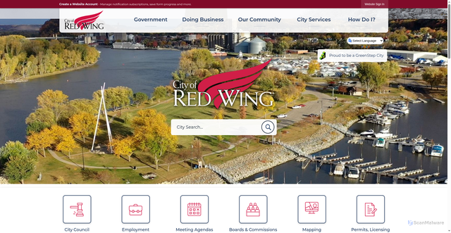 Security scan screenshot of https://redwingmn.gov/