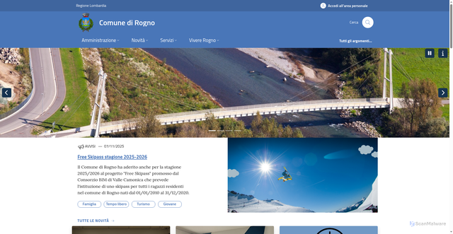 Security scan screenshot of https://www.comune.rogno.bg.it/