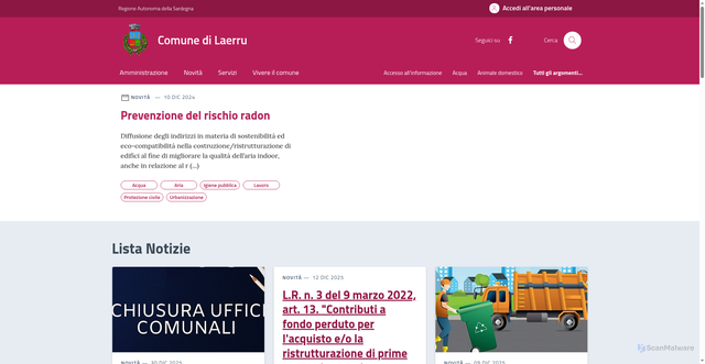 Security scan screenshot of https://comune.laerru.ss.it/
