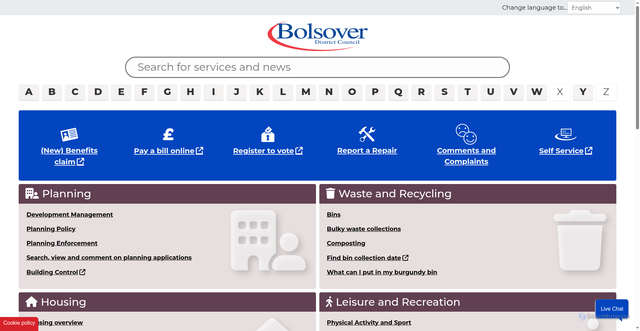 Security scan screenshot of http://www.bolsover.gov.uk