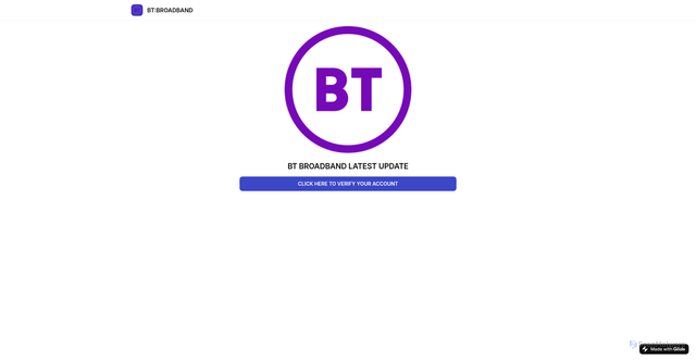 Security scan screenshot of https://btbroadband-0a45.glide.page/dl/e58515