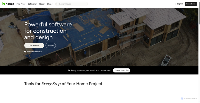 Security scan screenshot of https://evt.houzz.com