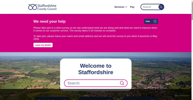 Security scan screenshot of http://www.staffordshire.gov.uk