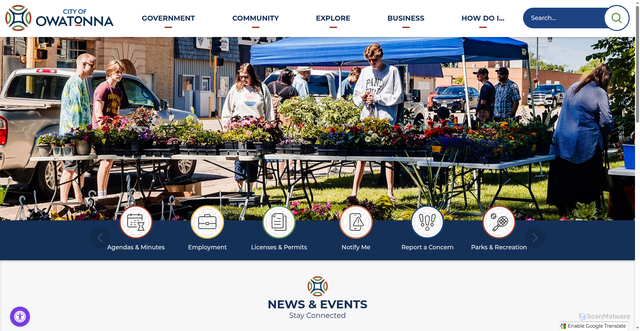 Security scan screenshot of https://www.owatonna.gov/