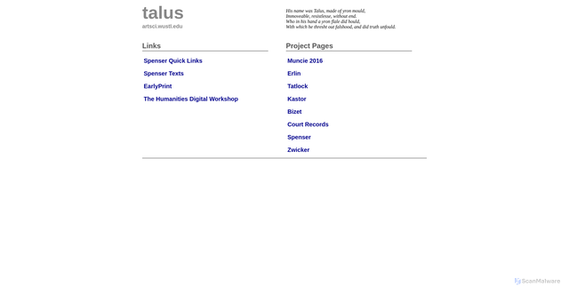 Security scan screenshot of https://talus.artsci.wustl.edu