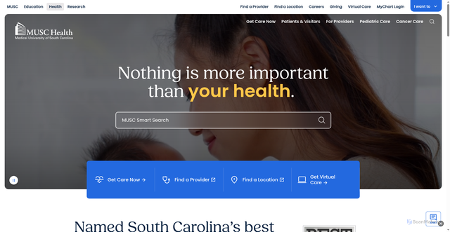 Security scan screenshot of https://muschealth.com