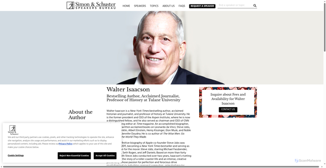 Security scan screenshot of https://www.simonspeakers.com/author/isaacson-walter/