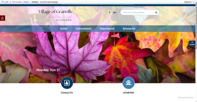 Security scan screenshot of https://villageofgranvilleil.gov/