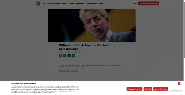 Security scan screenshot of https://mycreativenetworks.com/news/2297778