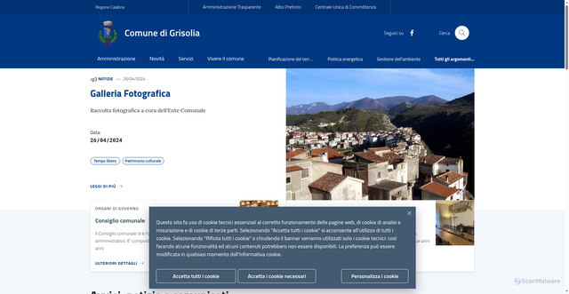 Security scan screenshot of https://www.comune.grisolia.cs.it/