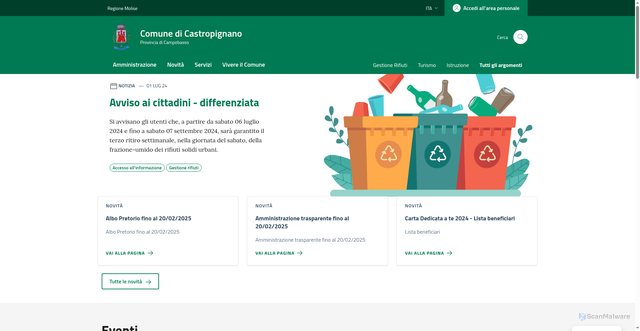 Security scan screenshot of https://comune.castropignano.cb.it/