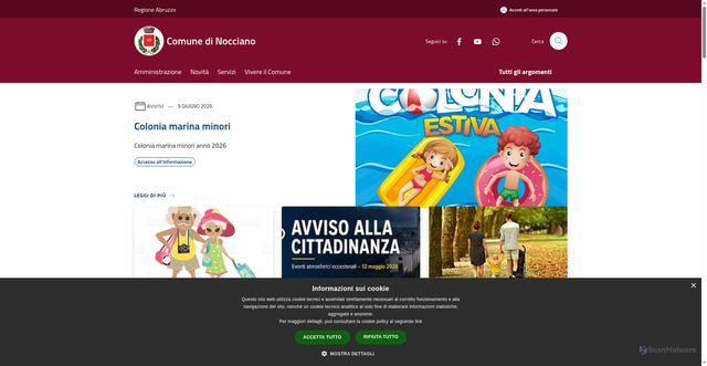 Security scan screenshot of https://www.comune.nocciano.pe.it