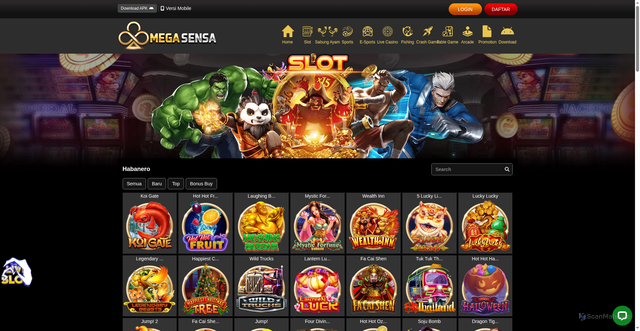 Security scan screenshot of https://138megasensa.com/desktop/game/slot/habanero