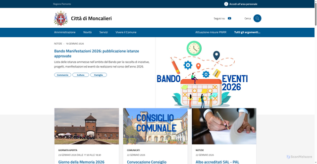 Security scan screenshot of https://www.comune.moncalieri.to.it/