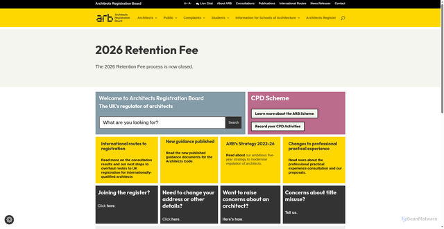 Security scan screenshot of https://arb.org.uk/