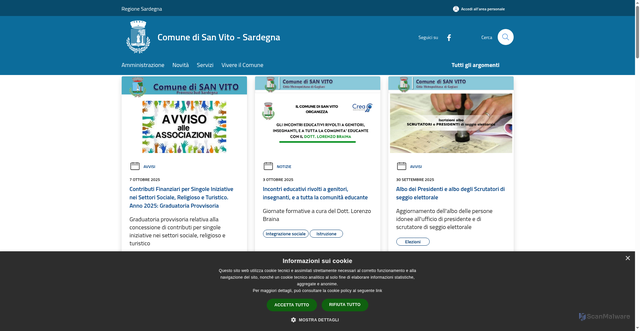 Security scan screenshot of https://www.comune.sanvito.su.it/it