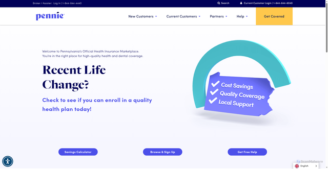 Security scan screenshot of https://pennie.com/