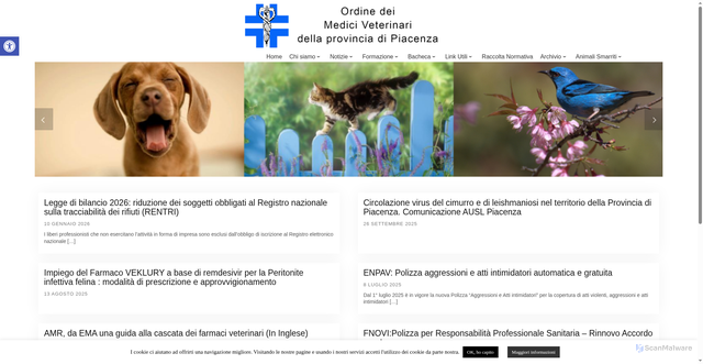 Security scan screenshot of http://www.ordineveterinaripiacenza.it/