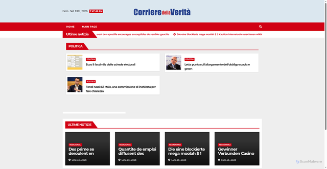 Security scan screenshot of https://corrieredellaverita.it
