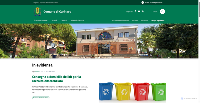 Security scan screenshot of https://www.comune.carinaro.ce.it/it-it/home