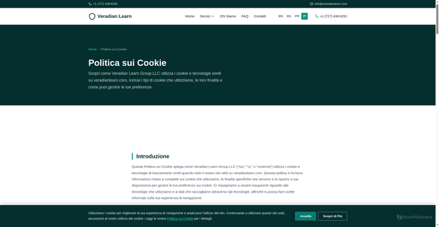 Security scan screenshot of https://veradianlearn.com/it/cookie-policy.html