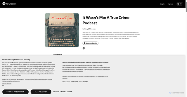 Security scan screenshot of https://creators.spotify.com/pod/profile/itwasntme/episodes/74---The-Birdman-of-Alcatraz--Robert-Franklin-Stroud-e145qvp