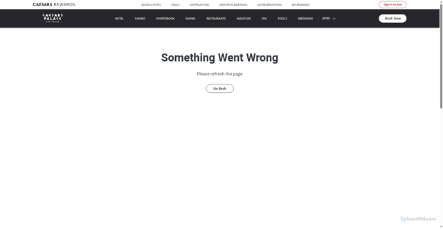 Security scan screenshot of https://www.caesars.com/caesars-palace/restaurants