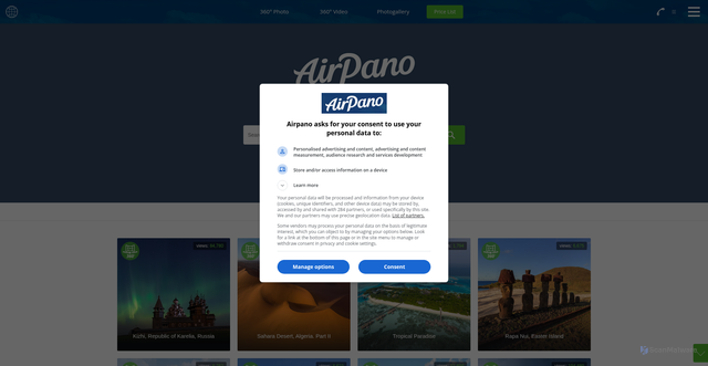 Security scan screenshot of https://airpano.com