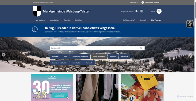 Security scan screenshot of https://www.comune.monguelfo-tesido.bz.it/de