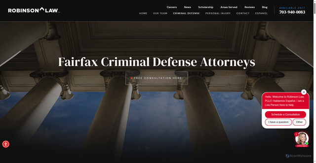 Security scan screenshot of https://www.callrobinson.com/criminal-defense