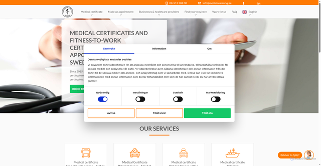 Security scan screenshot of https://medicinskaintyg.se