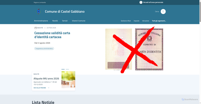 Security scan screenshot of https://www.comune.castelgabbiano.cr.it
