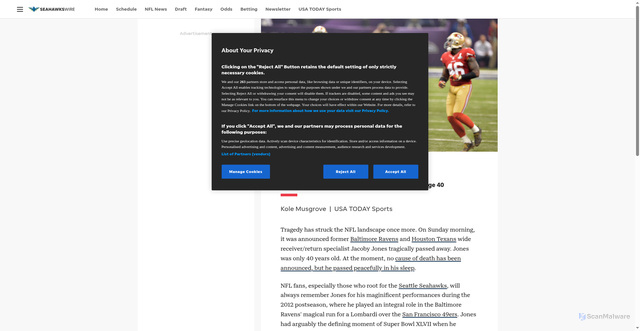 Security scan screenshot of https://seahawkswire.usatoday.com/story/sports/nfl/seahawks/2024/07/14/former-ravens-wr-jacoby-jones-passed-away-at-age-40/74400991007/